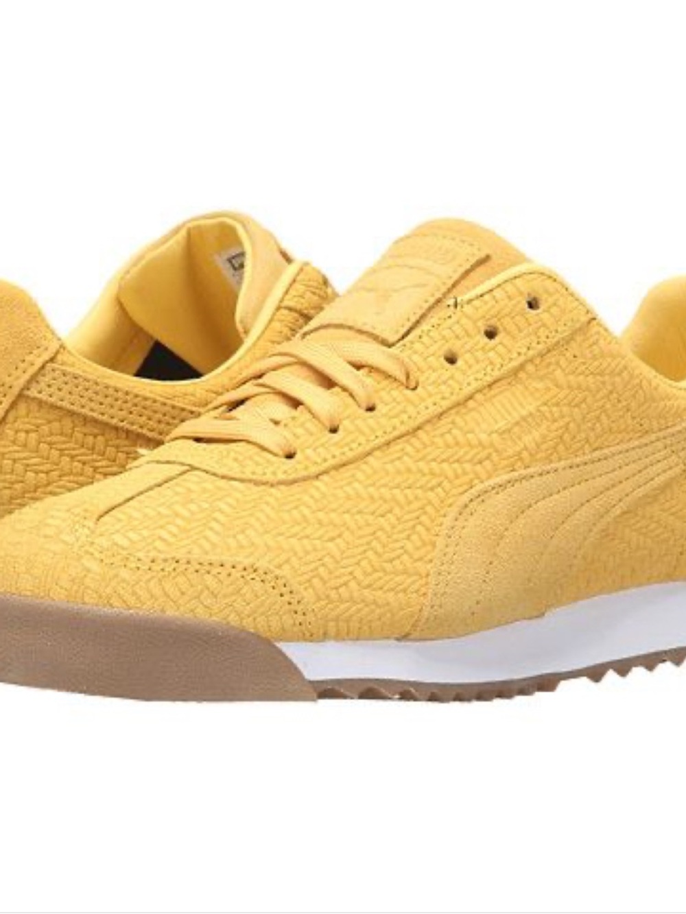 PUMA Roma Embossed Yellow Gold Logo Leather Suede Sneakers RARE - Picture 9 of 9